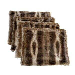 Pottery Barn Faux Fur Placemats Lot Of 4‎ Caramel Ombre Brown 21 x 18